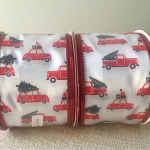 2 Rolls Christmas Trucks and Cars with Trees Wired Ribbon Rolls